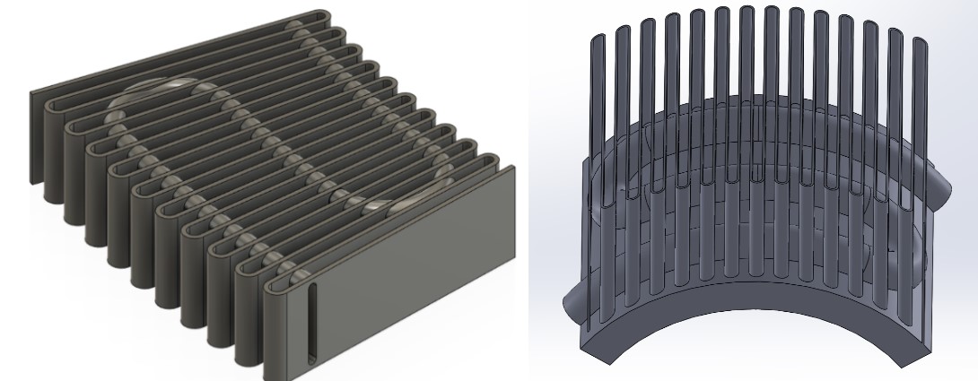 Figure 3, 4: CAD Model of the Initial Prototype Condenser and Evaporator